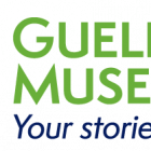 Guelph Museums Logo. Navy blue text reads Your Stories Live here.