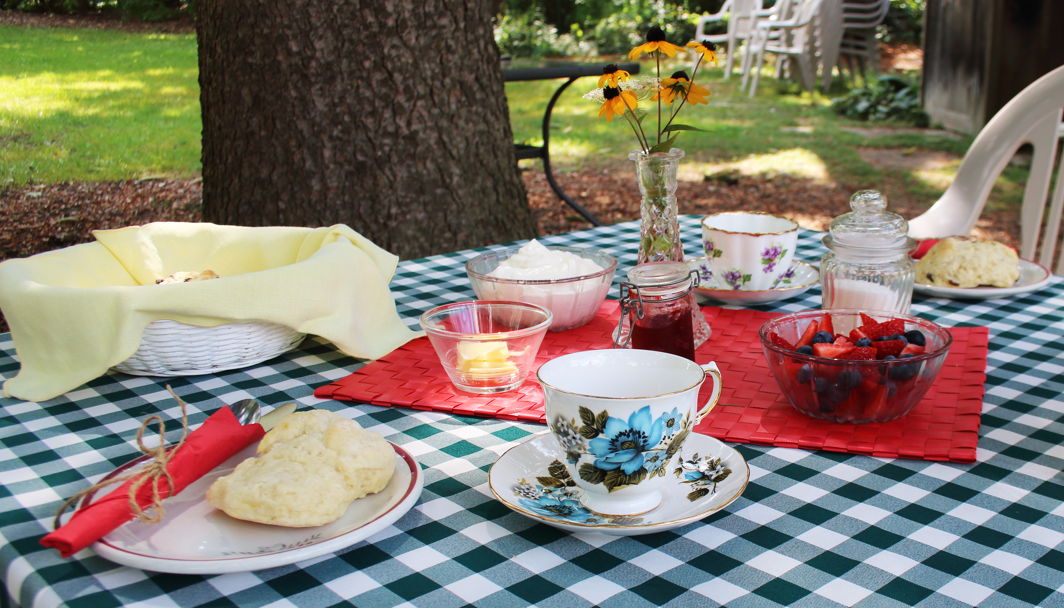 Photo of a McCrae House tea setting for two.