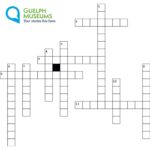 Blank crossword puzzle. Guelph Museums logo is in the top left corner.