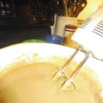 Kens Ginger Bread demonstration - mixing ingredients in a bowl