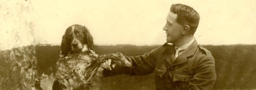 Lt. Col. John McCrae and Bonneau the Dog in France, circa 1916, M1968.37.1.1